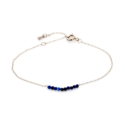 Irregular blue Afghan lapis lazuli bracelet, stainless steel, 15.5-2-2 cm