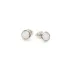 Stud earrings with round natural white opal, in 925 rhodium silver