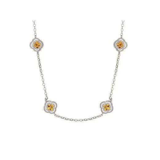 Necklace with cognac amber, in 925 rhodium silver, length 47 + 3 cm