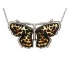 Butterfly pendant with multi-colored amber, in 925 rhodium silver, height 3 cm