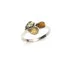 Ring with multi-colored Baltic amber drop, in rhodium-plated silver 925