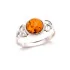 Ring with natural cognac amber from the Baltic Sea round, in rhodium-plated silver 925