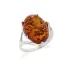 Ring with natural cognac amber from the Baltic Sea, in rhodium-plated silver 925