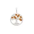 Tree of life pendant with cognac amber, 925 rhodium silver, diameter 2.5+1 cm