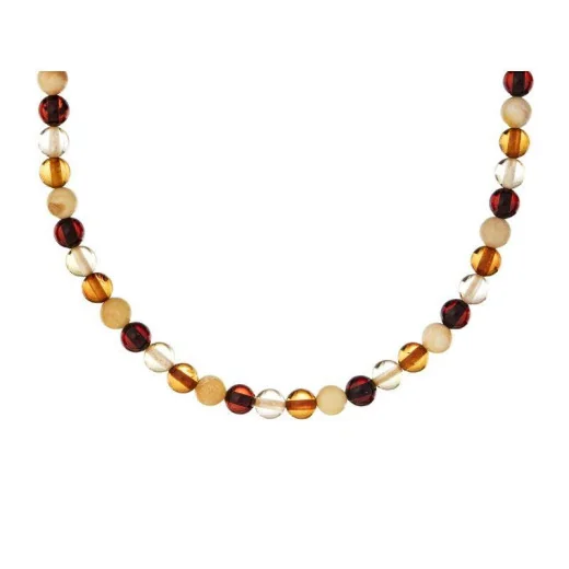 Necklace with natural multi-colored amber from the Baltic Sea ball, length 45 cm