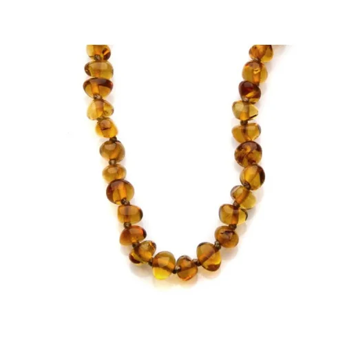 Necklace with natural cognac amber from the Baltic Sea, length 50 cm