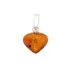 Heart pendant with natural cognac amber, in 925 rhodium silver, height 1+0.8 cm