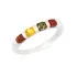 Ring with multi-colored Baltic amber square, in 925 rhodium silver