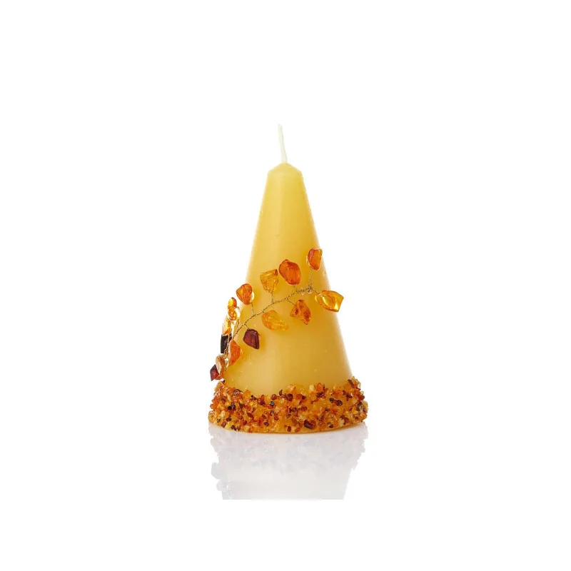 Candle with amber, 10x6 cm