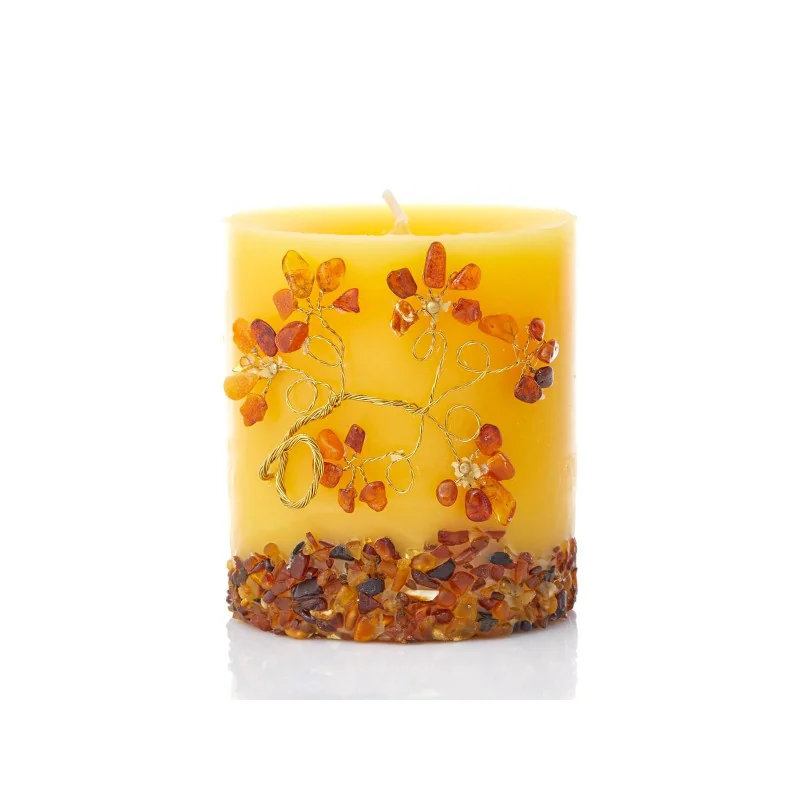 Candle with amber, 9x8 cm