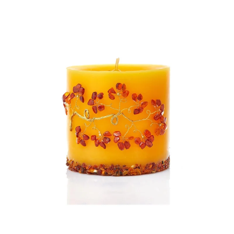 Candle with amber, 10.5x9.5 cm