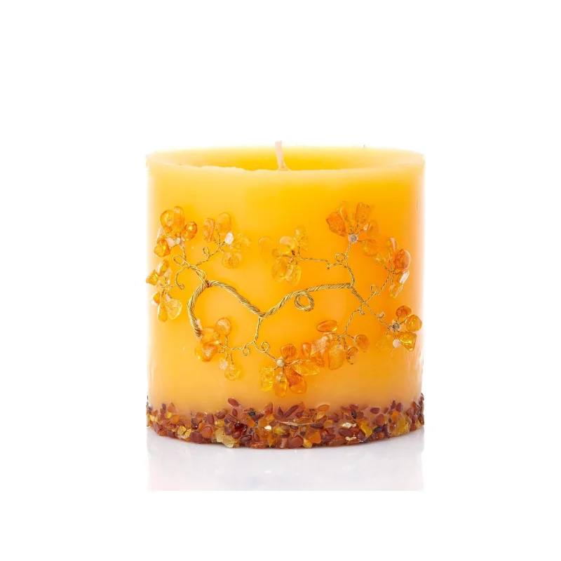 Candle with amber, 12.5x11.5 cm