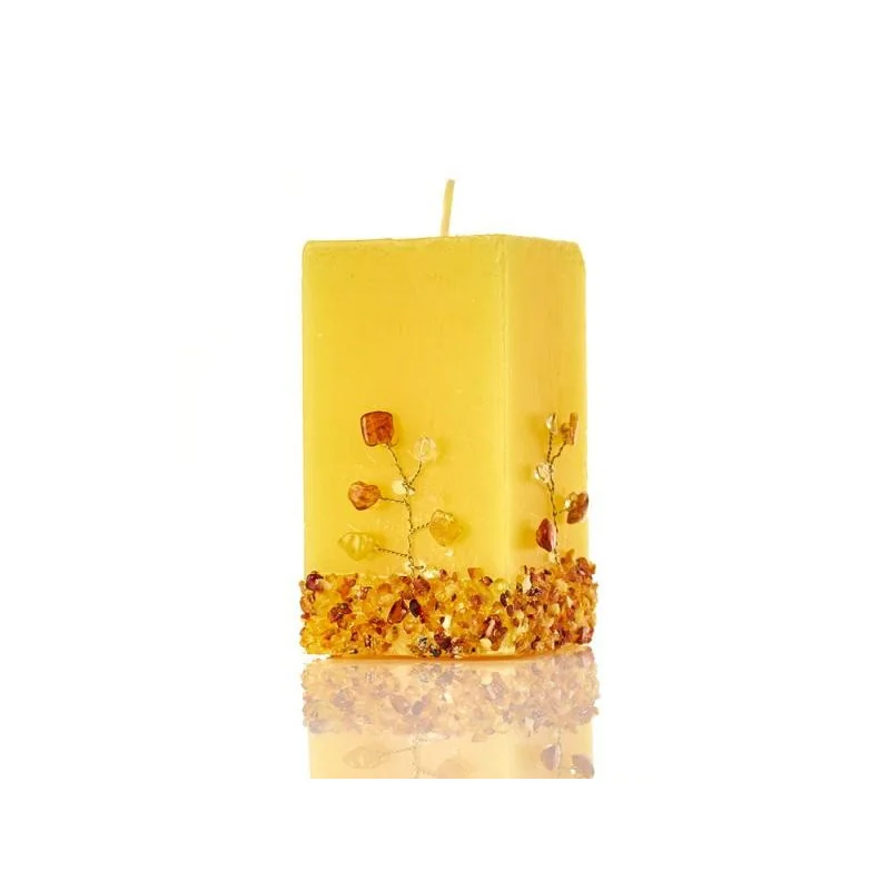 Candle with rectangular amber, 4.5x4.5x8.5 cm