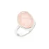 Ring with natural rose quartz, in 925 rhodium silver