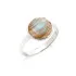 Ring with natural multi-colored labradorite, in 925 rhodium silver