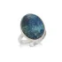 Ring with natural blue shattuckite, in rhodium silver 925