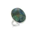 Ring with natural blue shattuckite, in rhodium silver 925