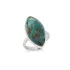 Ring with natural blue shattuckite, in rhodium silver 925