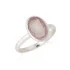 Ring with natural oval rose quartz, in 925 rhodium silver