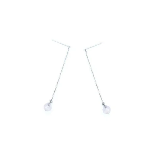 Natural Rose Quartz Dangle Earrings in 925 Rhodium Silver