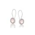 Earrings with round natural rose quartz, in 925 rhodium silver