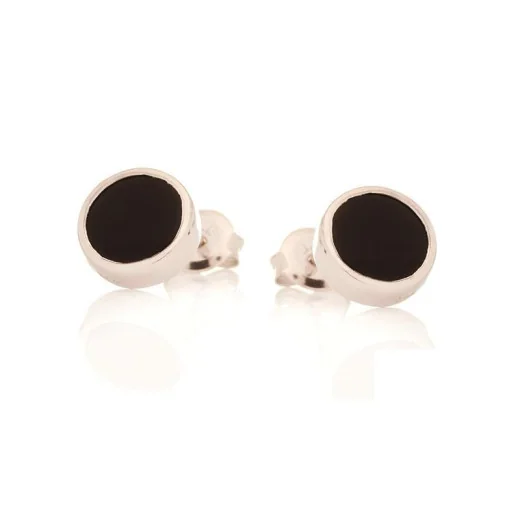 Earrings with natural black onyx, in 925 rhodium silver