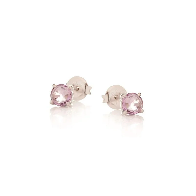 Earrings with natural purple amethyst, in rhodium silver 925