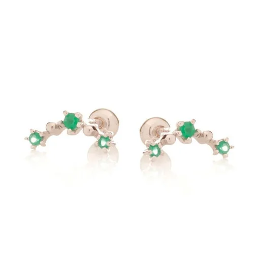 Piercing with natural green onyx, in 925 rhodium silver