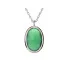 Necklace with natural oval green onyx, in 925 rhodium silver, length 42 + 3 cm