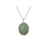 Necklace with oval green aventurine, in 925 rhodium silver, length 42 + 3 cm