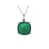 Necklace with natural green onyx cushion, in 925 rhodium silver, length 42 + 3 cm