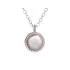 Necklace with round natural rose quartz, in 925 rhodium silver, length 42+3cm