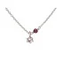 Necklace with rose quartz and garnet, in 925 rhodium silver, length 42 + 3 cm