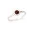 Ring with round natural red garnet, in 925 rhodium silver