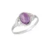 Ring with natural oval purple amethyst, in aged 925 silver