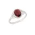 Ring with natural oval red garnet, in aged 925 silver