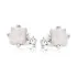 Square white moonstone stud earrings, in 925 rhodium silver