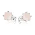 Square natural rose quartz stud earrings, in 925 rhodium silver