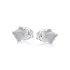 Stud earrings with round white moonstone, in 925 rhodium silver