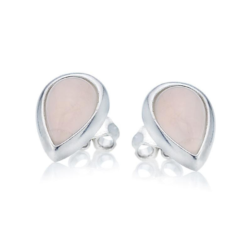 Orecchini a lobo in quarzo rosa goccia naturale, in argento rodiato 925, 8x6 mm — foto 1