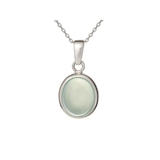 Pendant with oval aqua-tinted agate, 925 rhodium-plated silver, height 1.5+0.8 cm