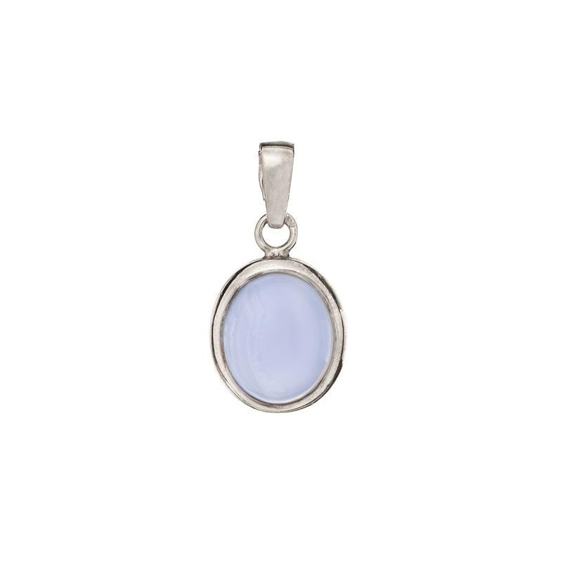 Ciondolo in agata blue lace blu ovale naturale, in argento rodiato 925, 10x12 mm — foto 1