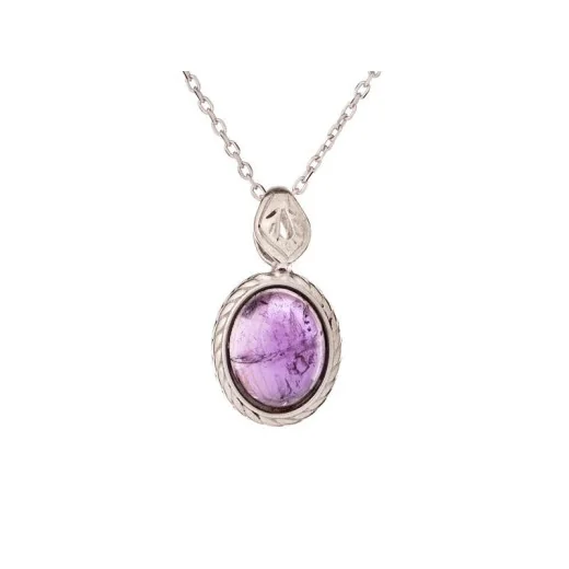 Pendant with purple amethyst, in aged 925 silver, height 1.2+0.6 cm