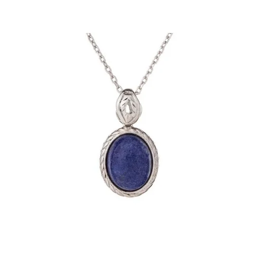 Pendant with blue lapis lazuli, in 925 aged silver, height 1.2+0.6 cm