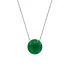 Necklace with round green chalcedony, in 925 rhodium silver, length 42 + 3 cm