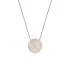 Necklace with round natural rose quartz, in 925 rhodium silver, length 42 + 3 cm