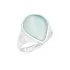 Ring with natural aqua tinted agate, in rhodium-plated silver 925