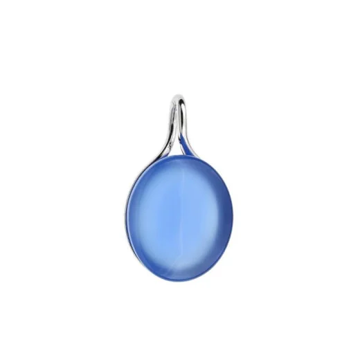 Pendant with natural oval tinted blue agate, 925 silver, height 2.5 cm