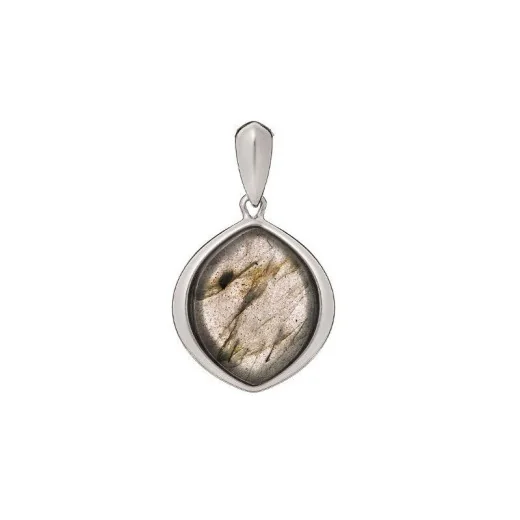 Pendant with multi-colored labradorite, in 925 rhodium-plated silver, height 1.7+1 cm