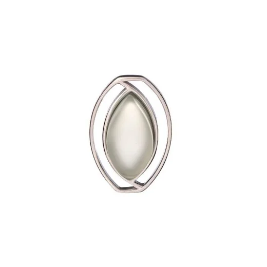 Pendant with aqua-tinted agate navette, in 925 rhodium-plated silver, height 2.7 cm